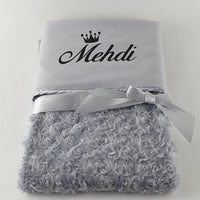 Personalisierte Babydecke Flauschig | silber /grau