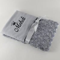 Personalisierte Babydecke Flauschig | silber /grau