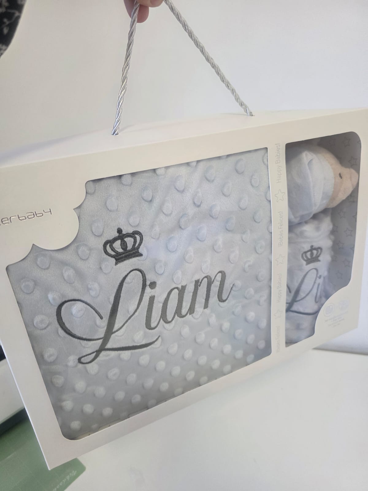 Personalisierte Decke mit Teddy (Regalo-Set) Minky | Blau