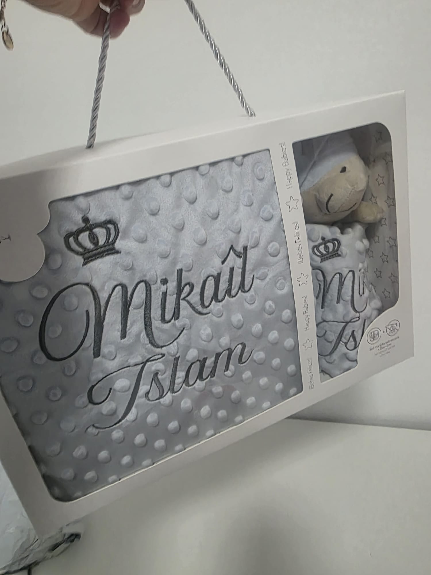 Personalisierte Decke mit Teddy (Regalo-Set) Minky | Blau