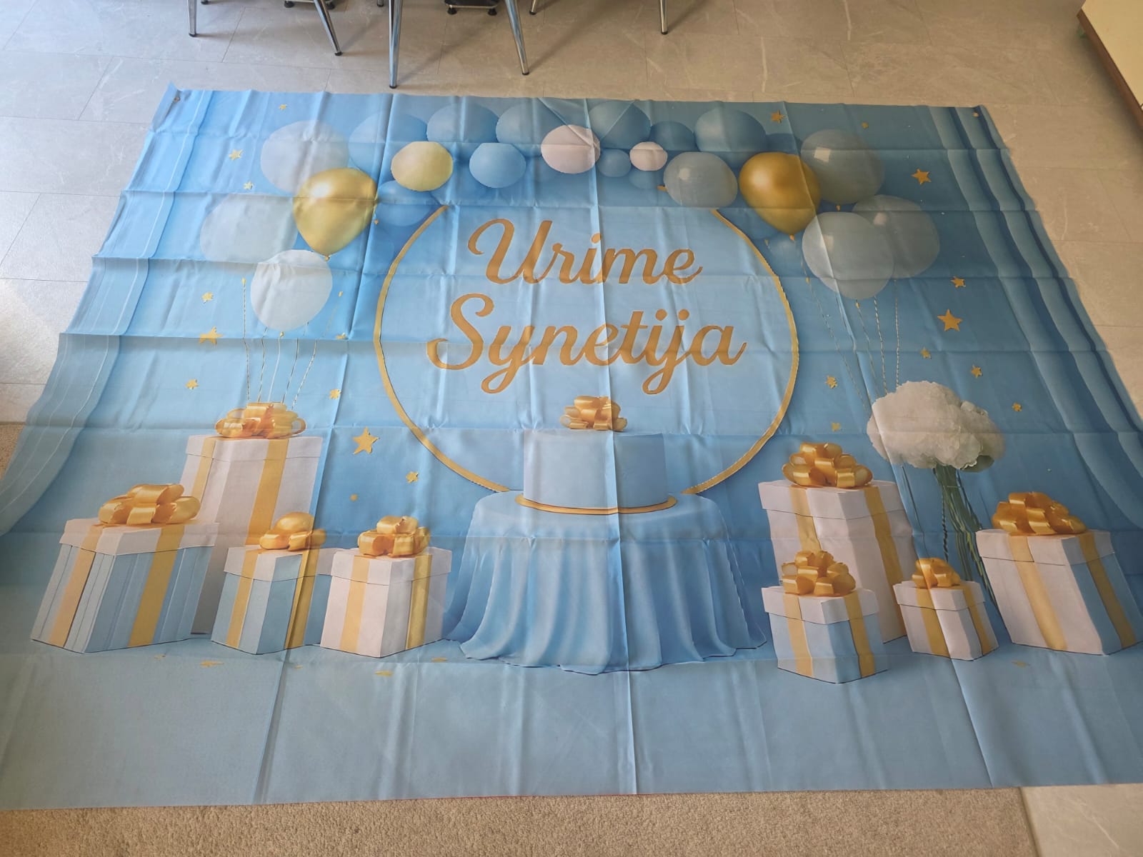 Wanddeko Urime Synetija 1,80×2,30m  Hellblau/Gold