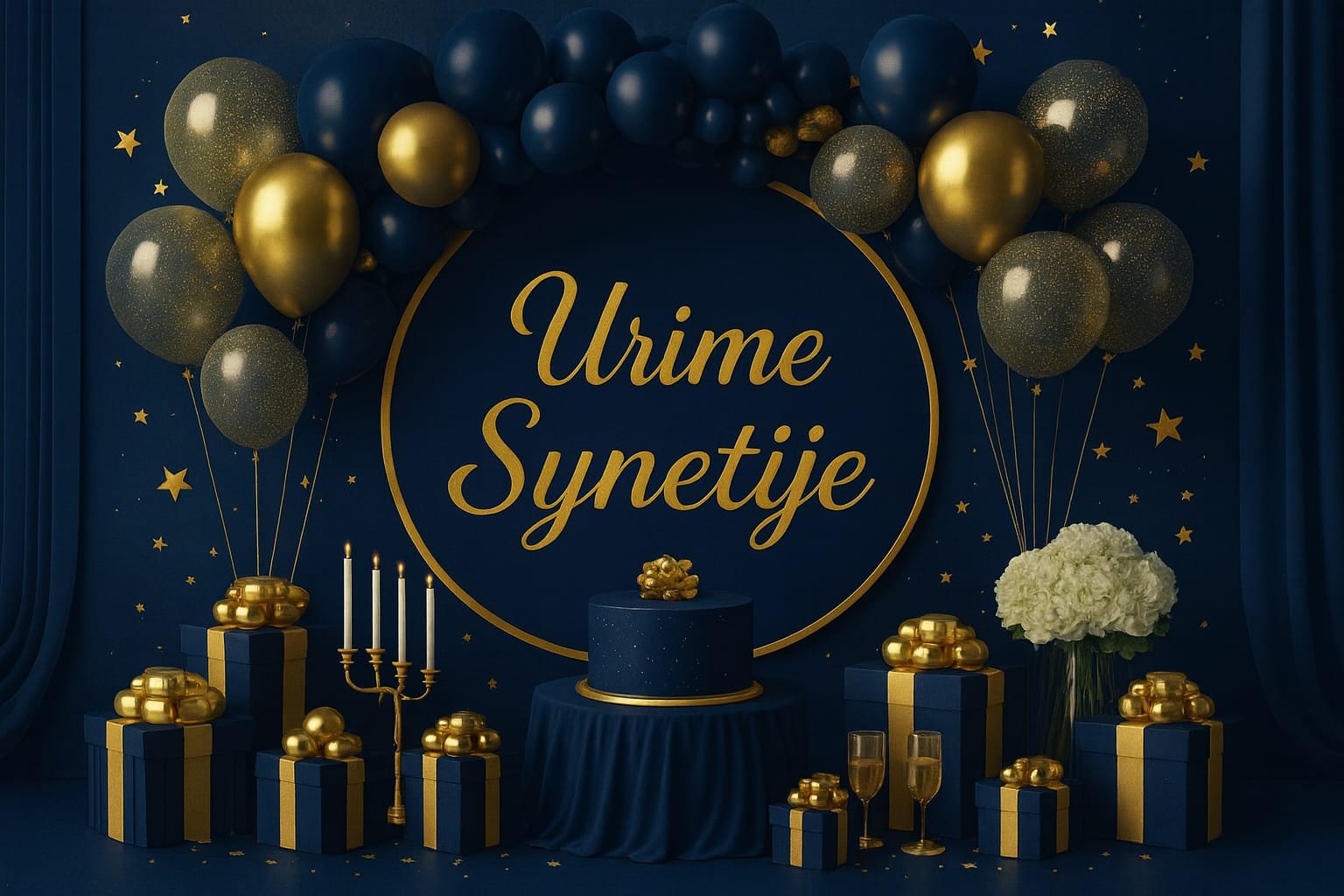 Wanddeko Urime Synetija 1,80×2,30m  Dunkelblau/Gold