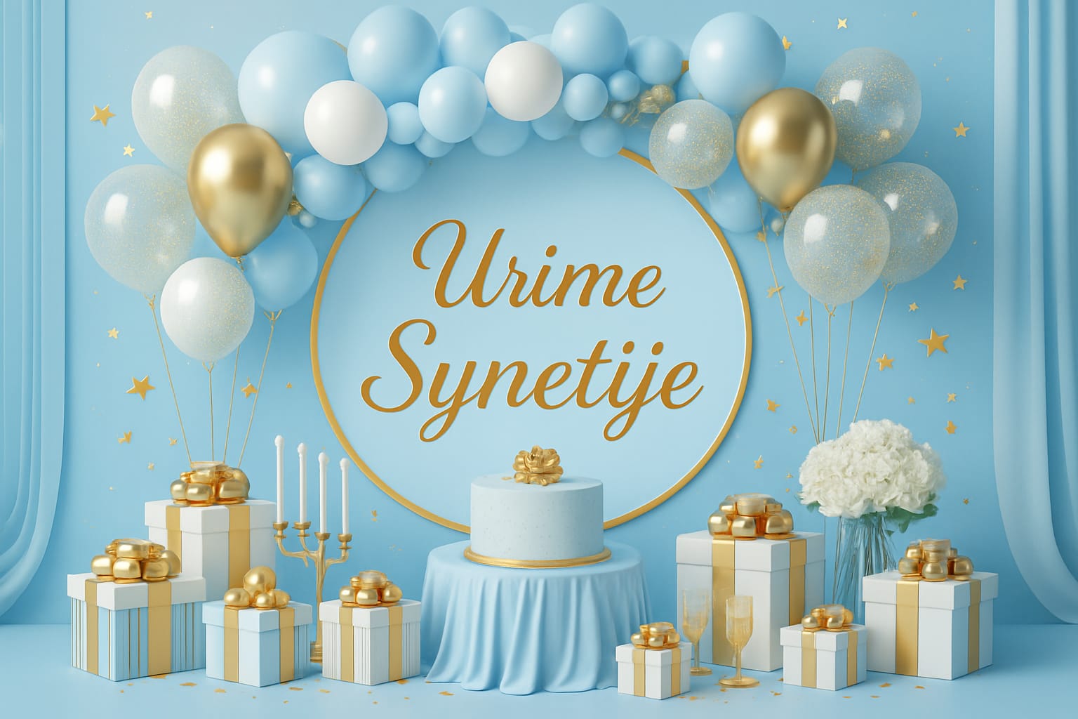 Wanddeko Urime Synetija 1,80×2,30m  Hellblau/Gold