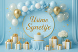 Hintergrundbanner Urime Synetija 1,80×2,30m  Hellblau/Gold