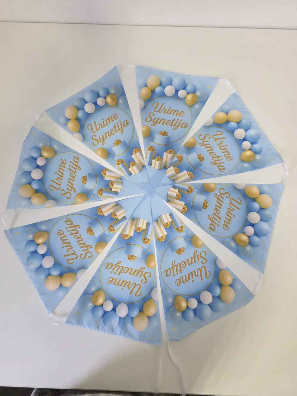 Wimpelgirlande  Hellblau/Gold 🎉