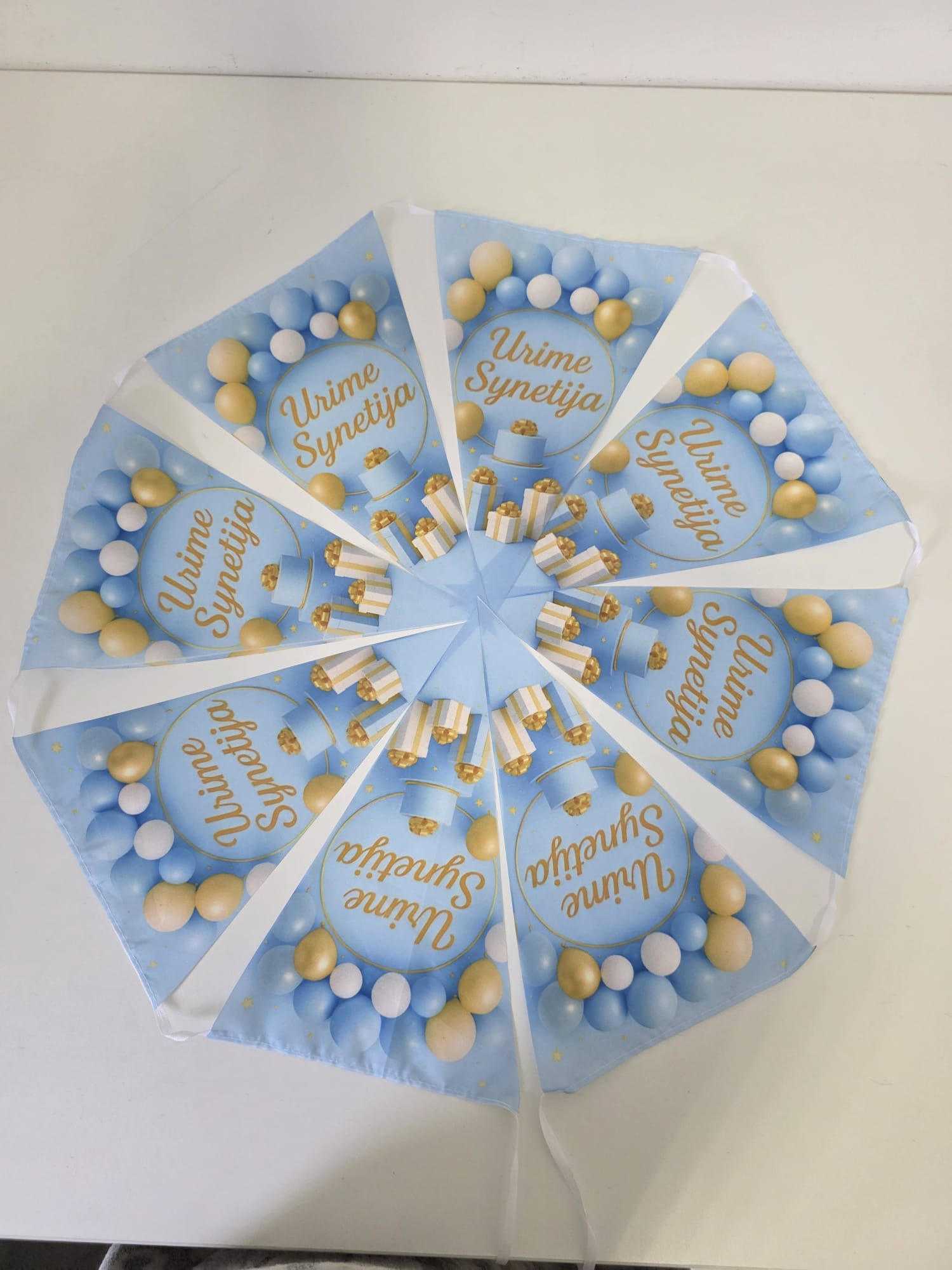 Wimpelgirlande  Hellblau/Gold 🎉