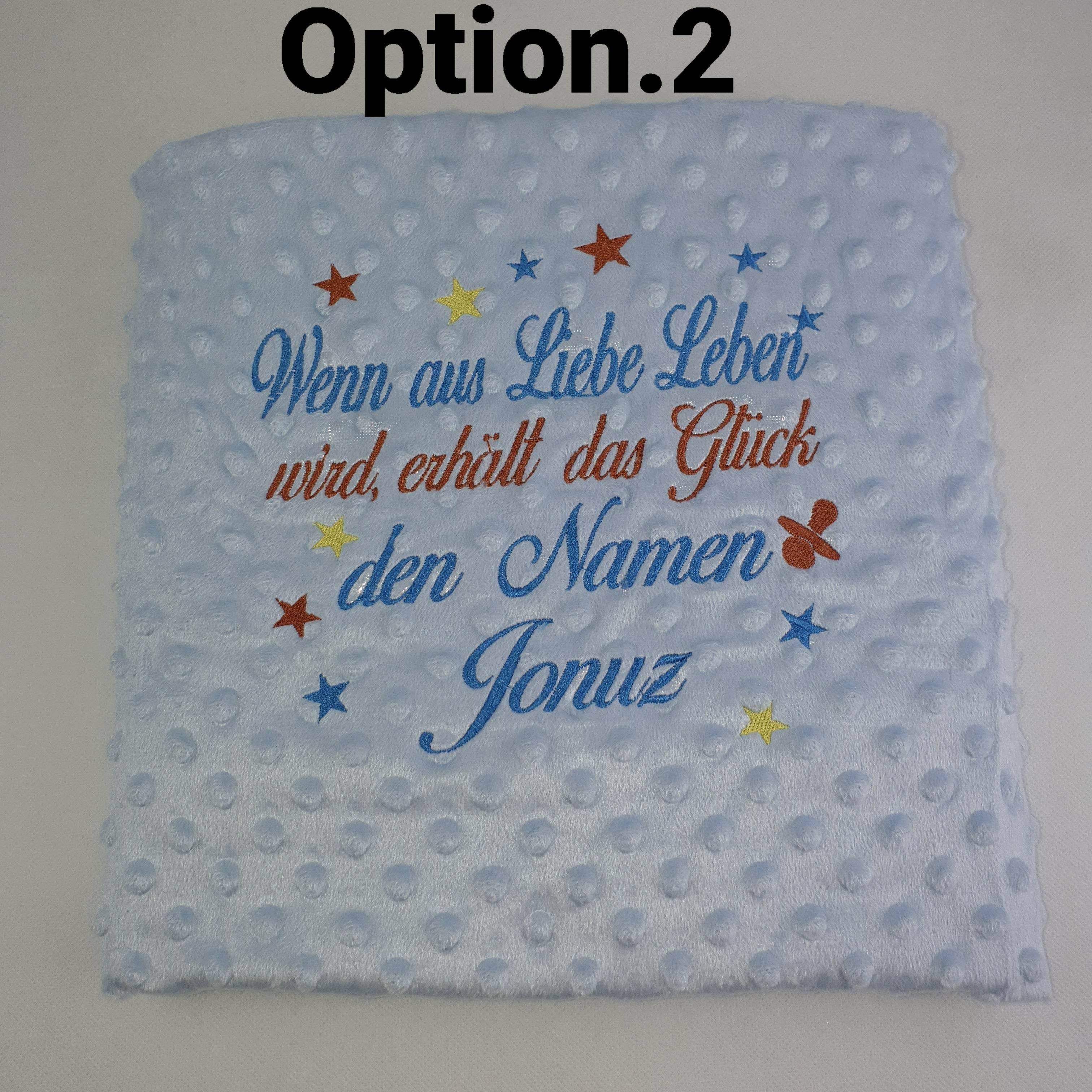 Personalisierte Babydecke mit Wunschtext Minky | Bestickt - Minas Baby Paradies