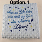 Personalisierte Babydecke mit Wunschtext Minky | Bestickt - Minas Baby Paradies