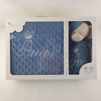 Personalisierte Decke mit Teddy (Regalo-Set) Minky | Royalblau - Minas Baby Paradies