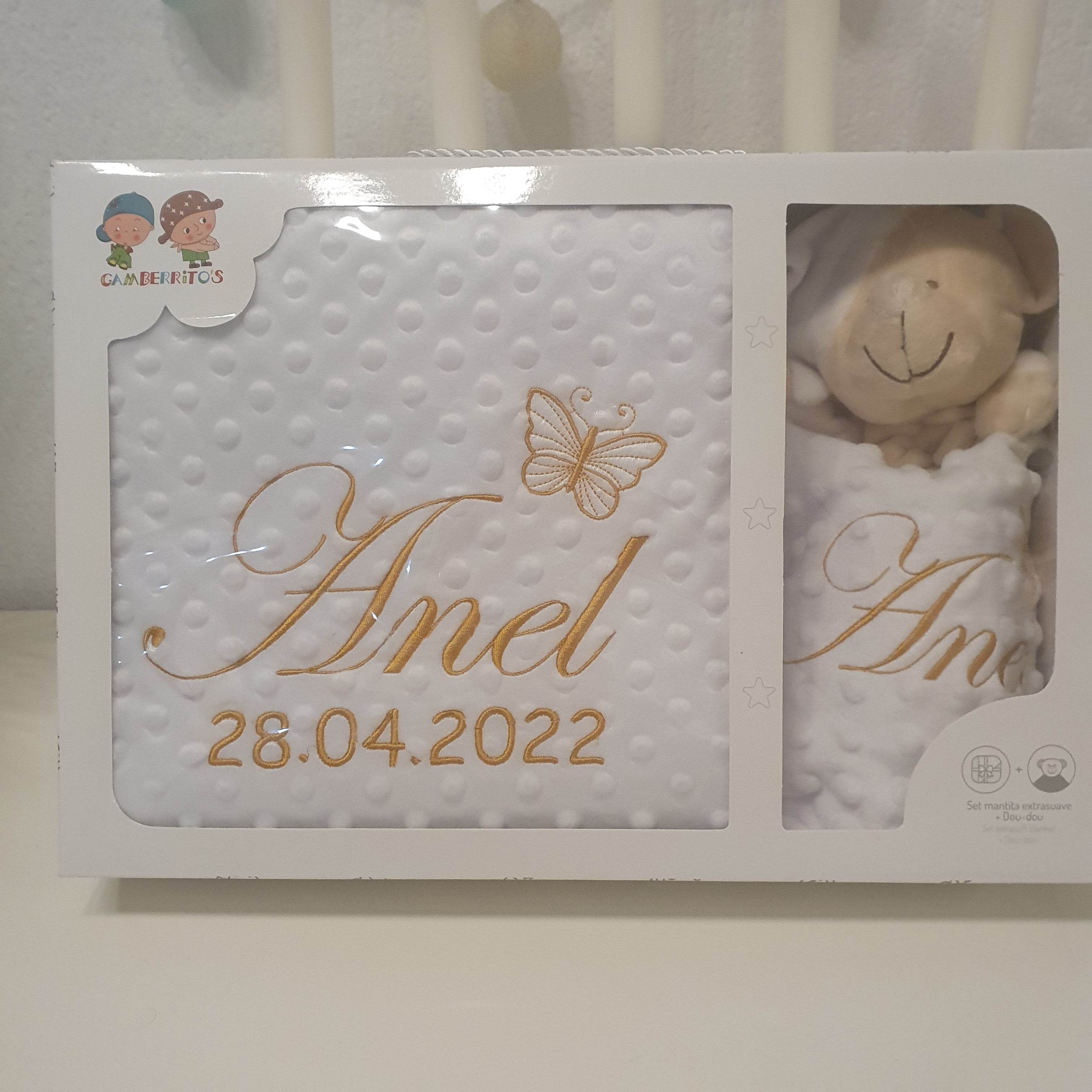 Personalisierte Decke mit Teddy (Regalo-Set) Minky | Weiß - Minas Baby Paradies