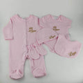 Personalisierte Strampler Set (5-Teilig) | Rosa - Minas Baby Paradies
