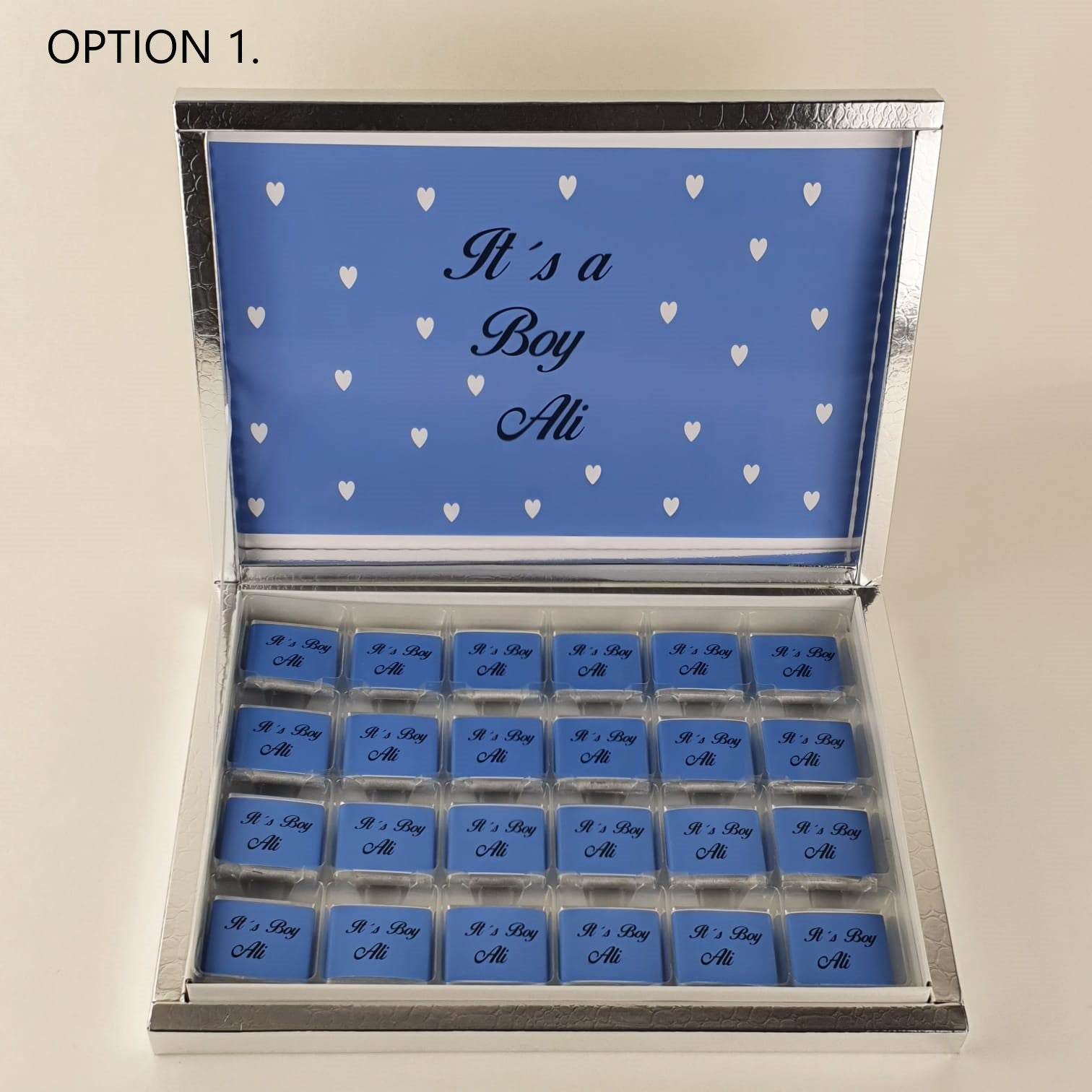 Personalisierte Schoko Box (Junge/boy) | Silber - Minas Baby Paradies