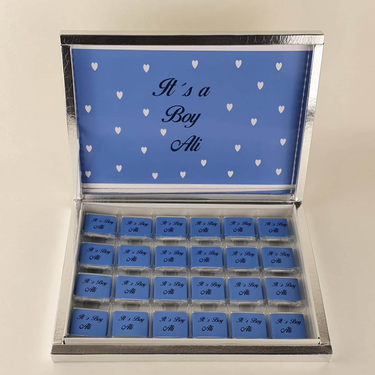 Personalisierte Schoko Box (Junge/boy) | Silber - Minas Baby Paradies