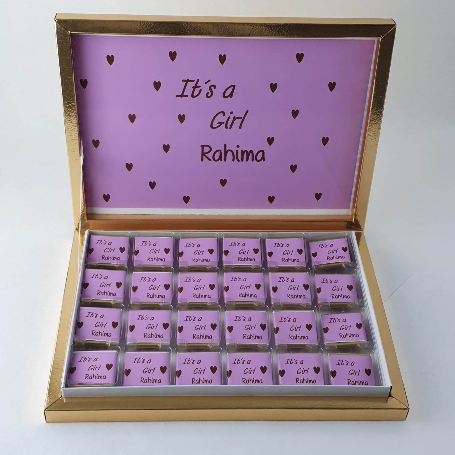 Personalisierte Schoko Box (Mädchen/girl) | Gold - Minas Baby Paradies