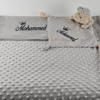 Personalisierte Decke mit Teddy (Regalo-Set) Minky | Grau - Minas Baby Paradies