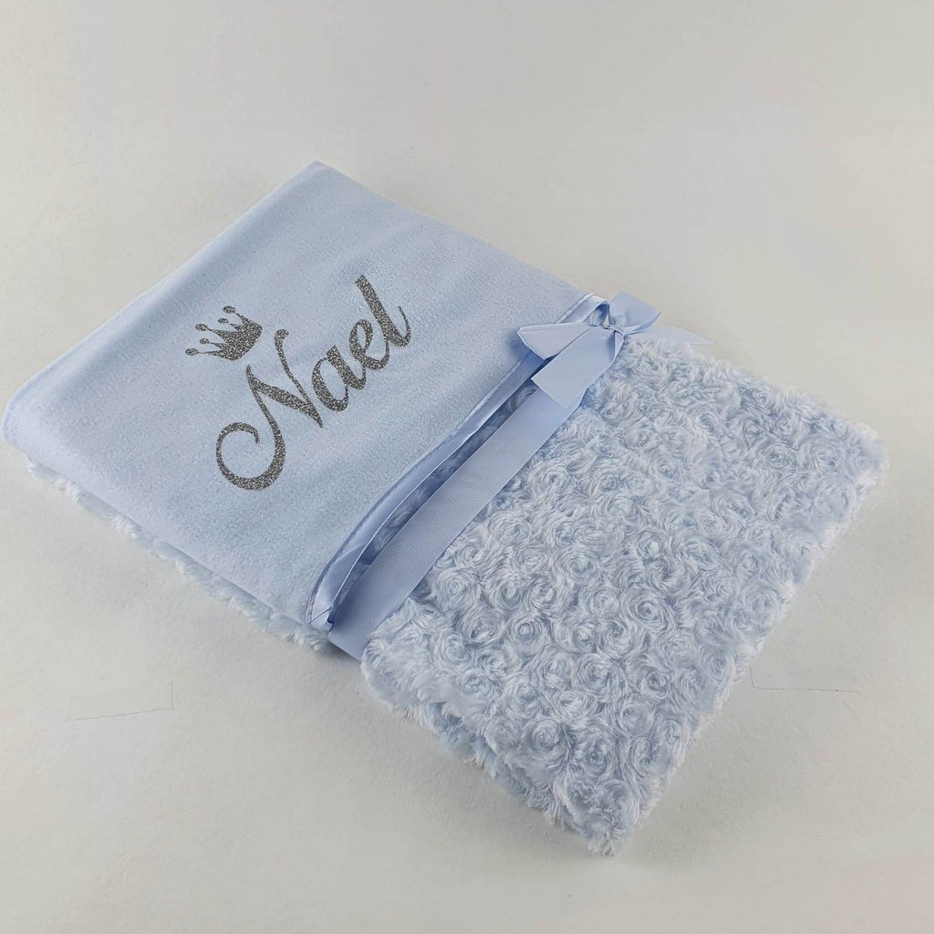 Personalisierte Babydecke Flauschig | Blau - Minas Baby Paradies