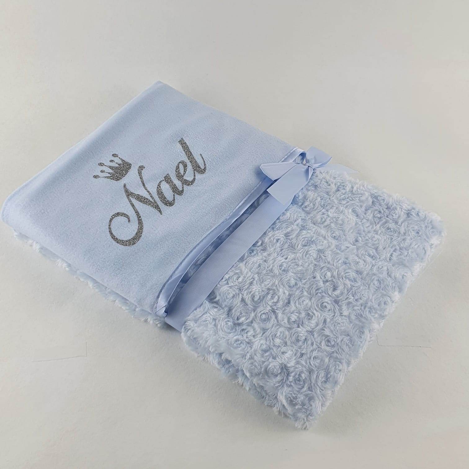 Personalisierte Babydecke Flauschig | Blau - Minas Baby Paradies
