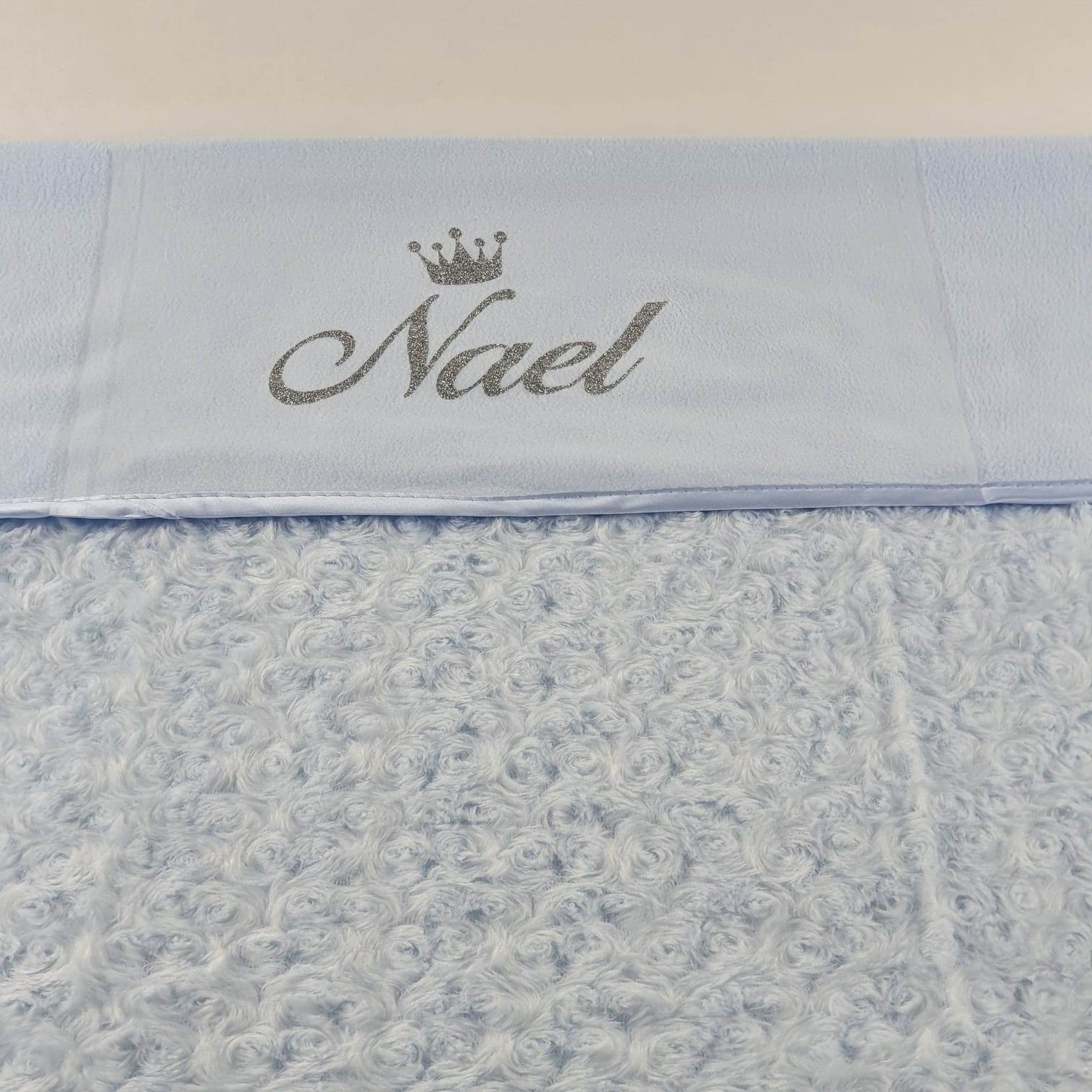 Personalisierte Babydecke Flauschig | Blau - Minas Baby Paradies
