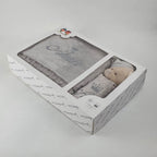 Personalisierte Decke mit Teddy (Regalo-Set) Minky | Grau - Minas Baby Paradies