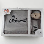 Personalisierte Decke mit Teddy (Regalo-Set) Minky | Grau - Minas Baby Paradies