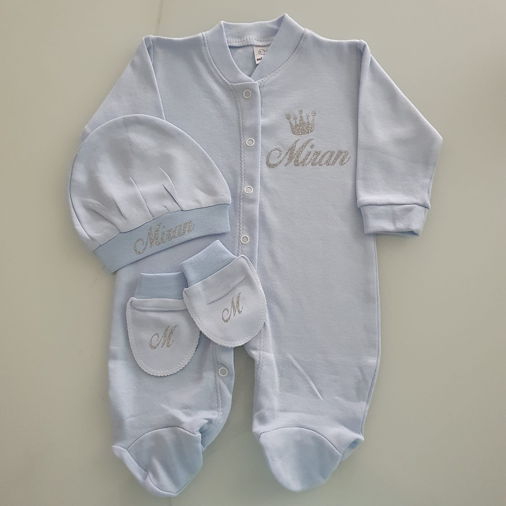 Personalisierte Strampler Set (3-Teilig) | Blau